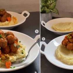 patates püresi eşliğinde bezelyeli misket köfte tarifi